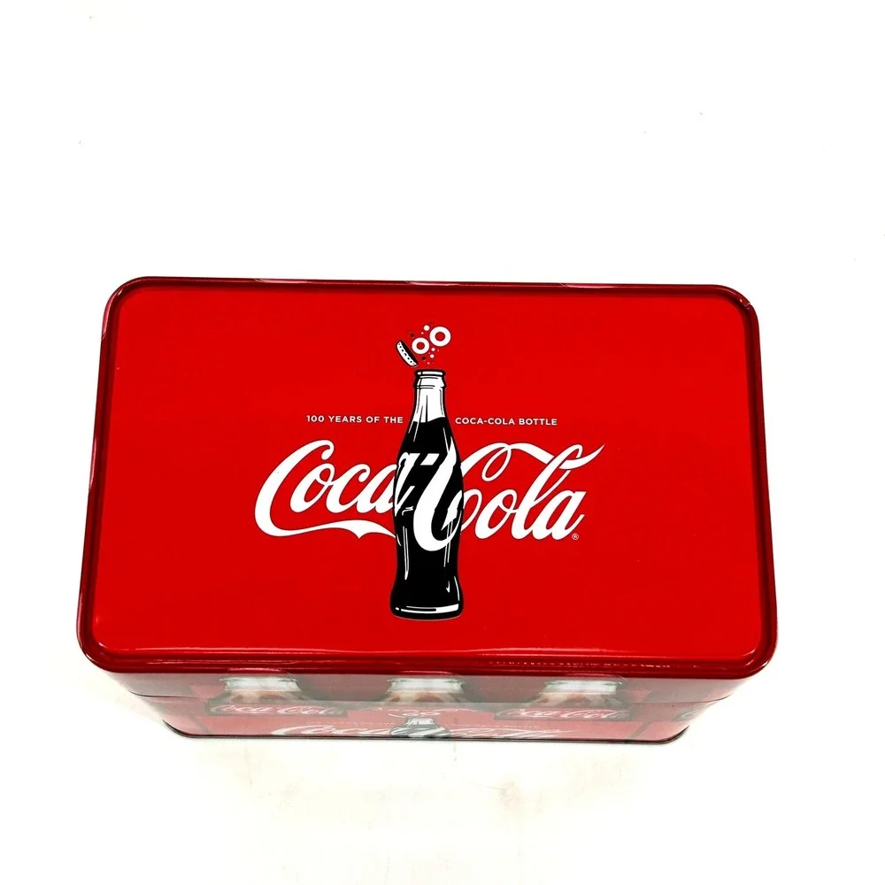 Coca-Cola 100 Years of the Coca-Cola Bottle Red Metal Storage Tin Collectible